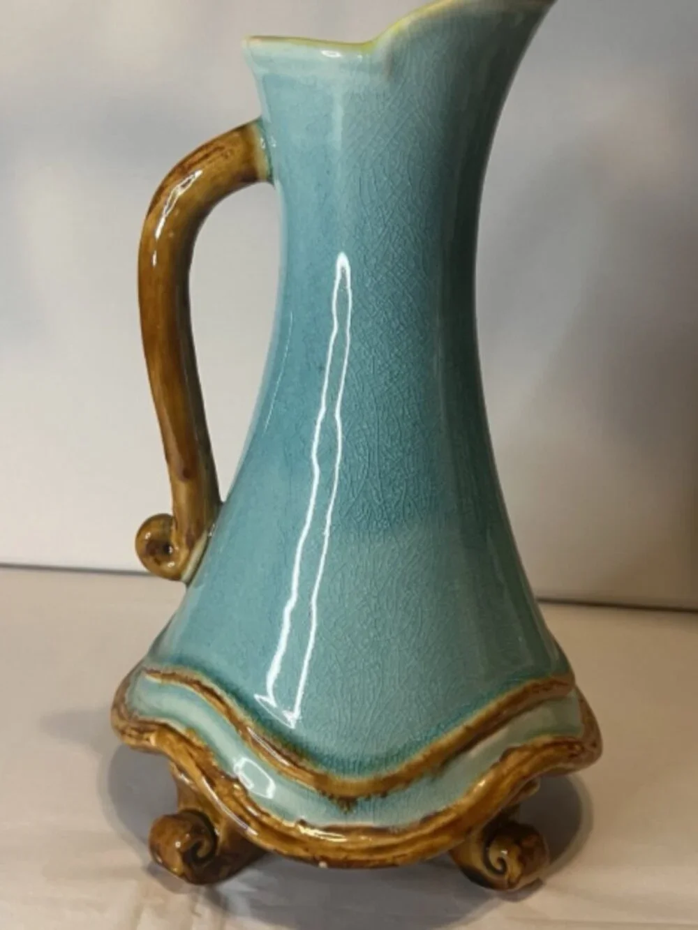 Spiegel.  Aqua Pitcher Vase.  10.4